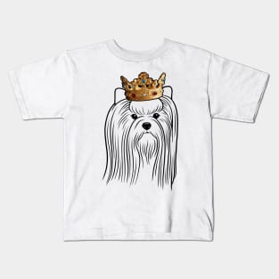 Biewer Terrier Dog King Queen Wearing Crown Kids T-Shirt